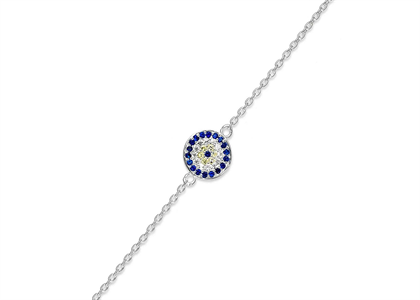 Silver Plated Blue and CZ Studded Womens Bracelet